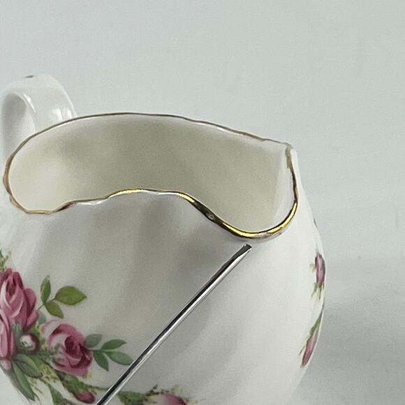 Adderley Bone China Creamer Sugar Bowl Set Pink Rose Floral England 1950s - Picture 9 of 13